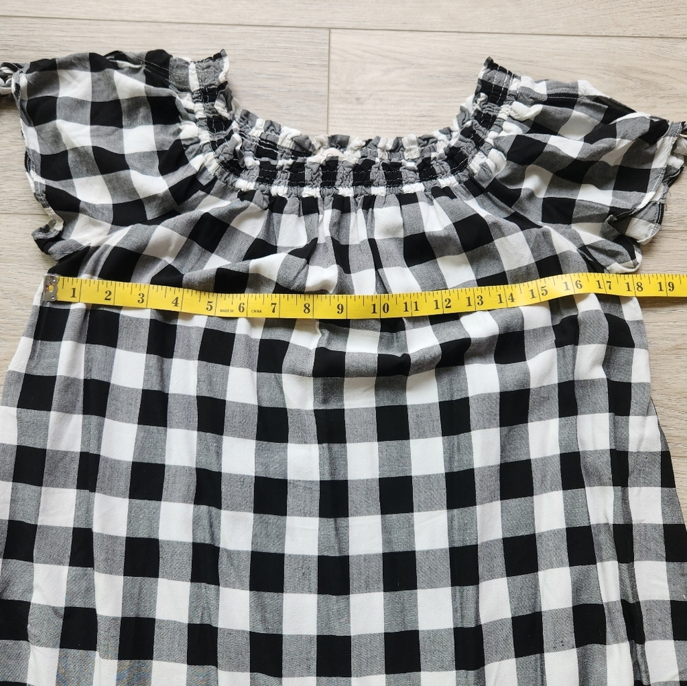 Loft Black and White Checkered Womens Medium Dress Cottagecore - Picture 9 of 10
